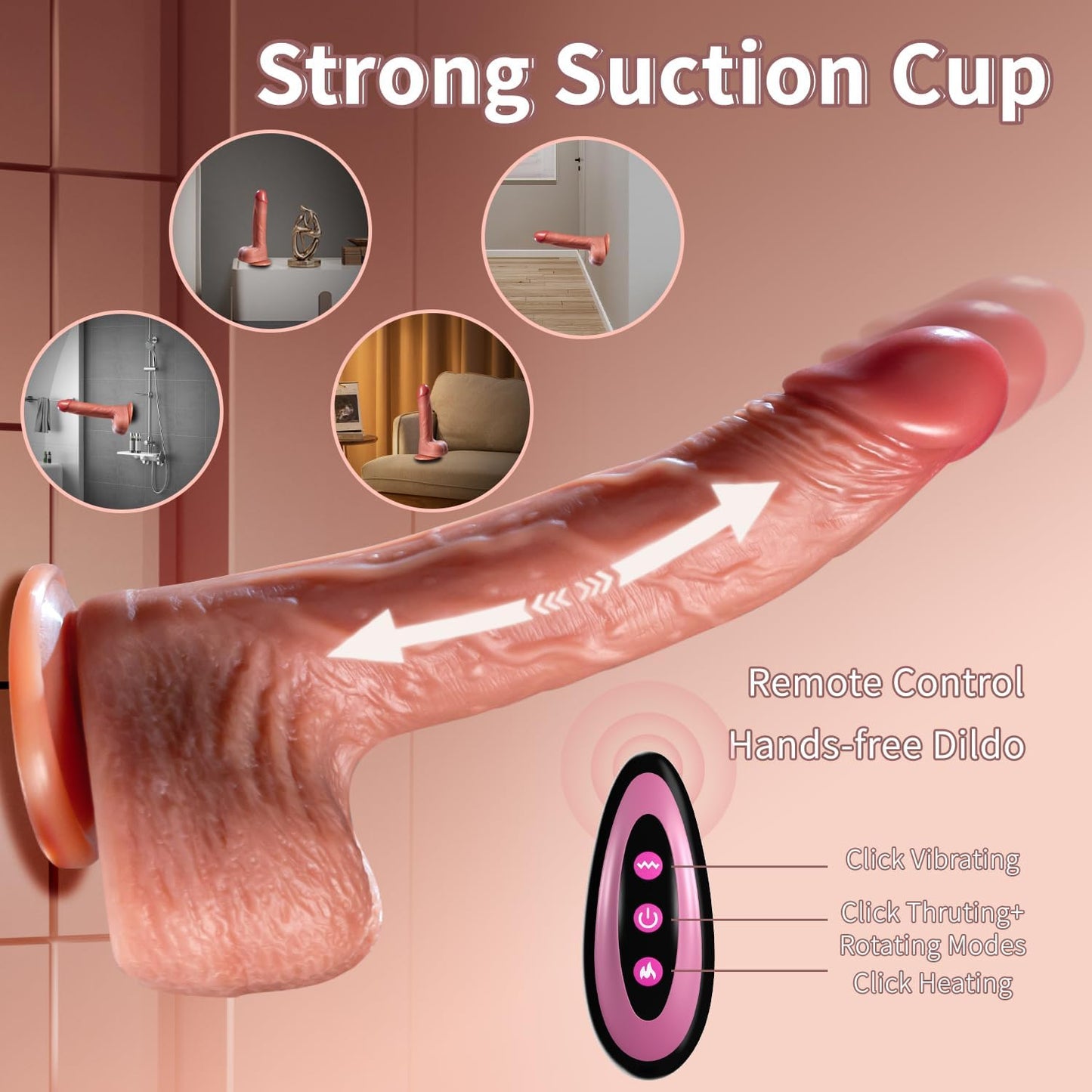 Realistic Dildo Vibrator APP Remote Control Adult Sex Toy Suction Cup 9 Vibrations 3 Thrusting Rotating Swing Heating Modes for 18+ Women
