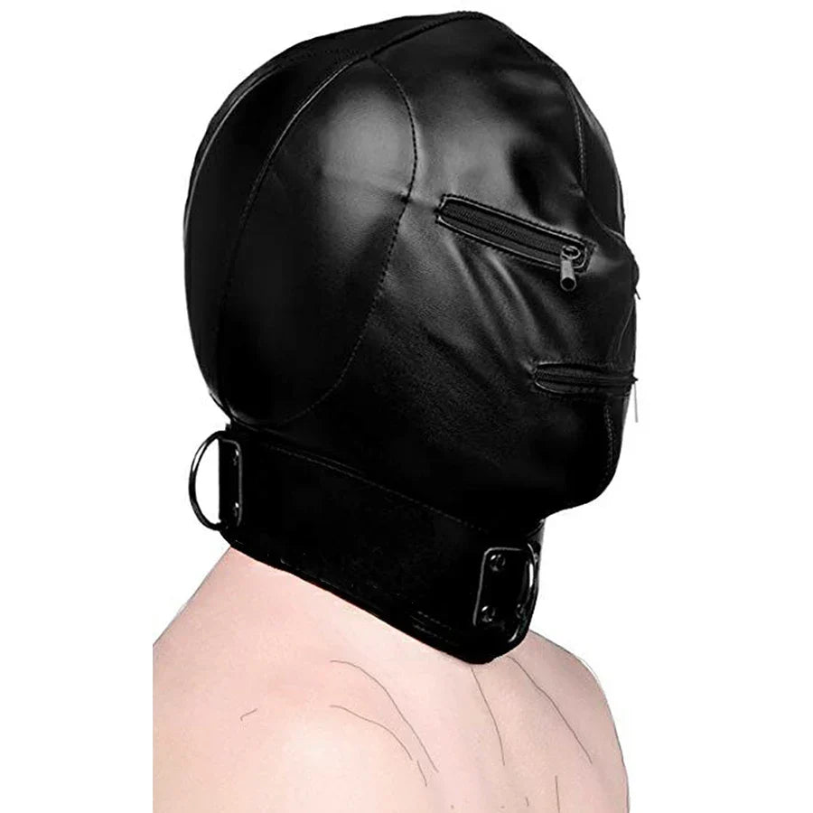 หน้ากากหนังบุนวมที่ครอบตา.สายรัดศีรษะแบบ gag. BDSM Bondage. ของเล่นทางเพศสำหรับคู่รักและอุปกรณ์เสริม