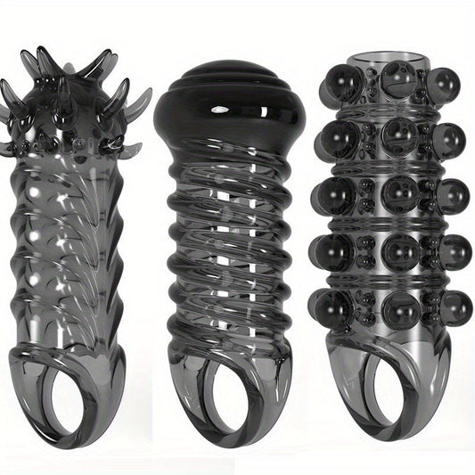 Men's Adult Sex Toy Penis Cover Sleeve Penis Extender Reusable Delay Ejaculation Add More Fun And Excitement