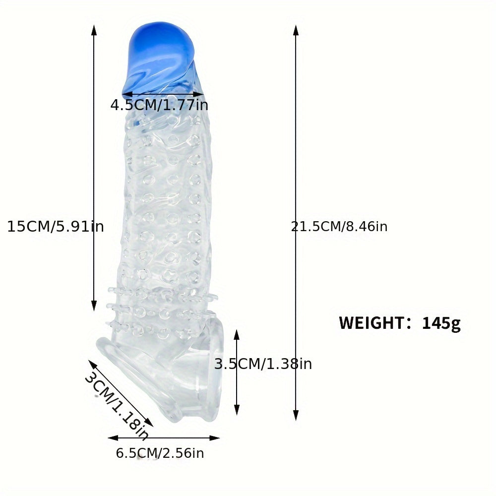 Ultra-Realistic Textured Penis Sleeve With Extender & Testicle Ring - Reusable. Enhances Size & Girth. Ideal For Couples