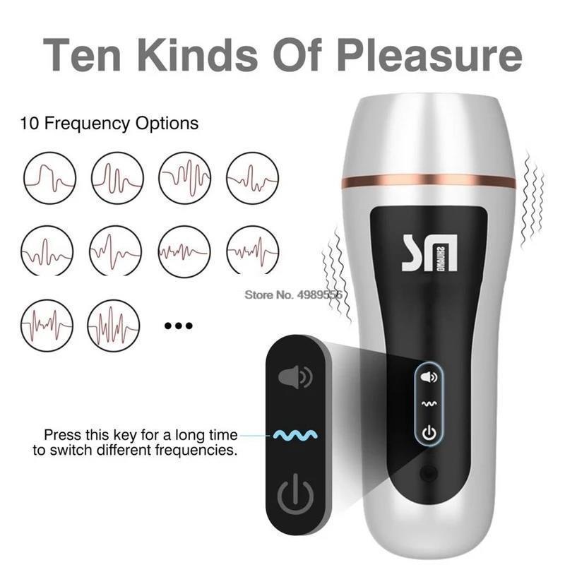 18 + ชายช่วยตัวเอง ปั๊มเพิ่มขนาดช่องคลอด Vibrator ฝึกความอดทน 10 สปีด ช่องคลอดเทียม เครื่องมือช่วยชะลอการหลั่ง เซ็กส์ทอยสำหรับผู้ชาย