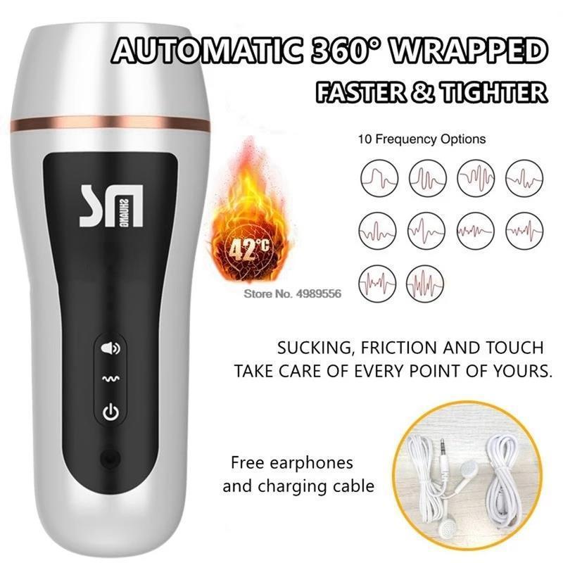 18 + ชายช่วยตัวเอง ปั๊มเพิ่มขนาดช่องคลอด Vibrator ฝึกความอดทน 10 สปีด ช่องคลอดเทียม เครื่องมือช่วยชะลอการหลั่ง เซ็กส์ทอยสำหรับผู้ชาย