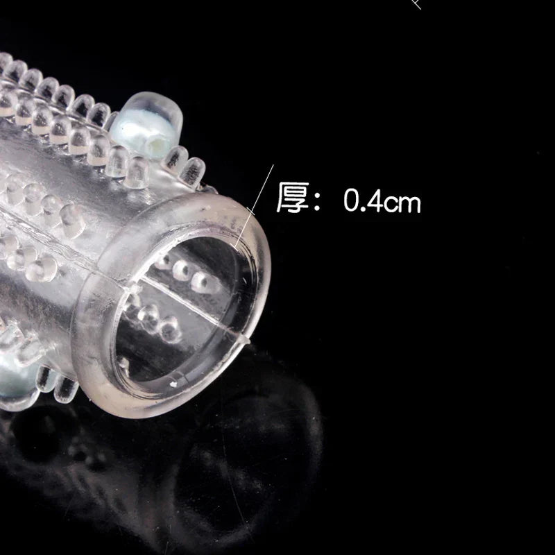 1PC Reusable Pearl Crystal Delay Enlargement Condom Wave Point Penis Extension Sleeves For Man Adult Intimate Goods Cock Ring
