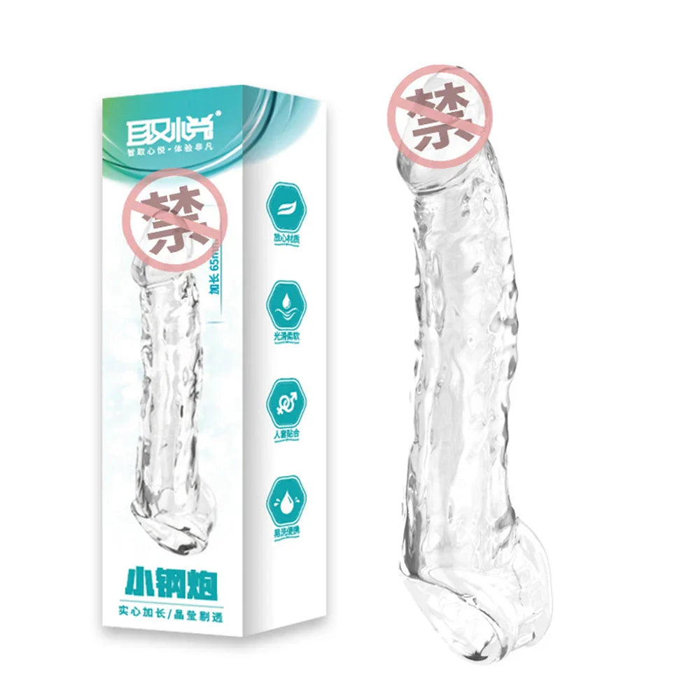 25CM Large Penis Extension Sleeve Reusable Soft and Stretchable Delayed Ejaculation Condoms Male Dildo Extender Male Sex Toys