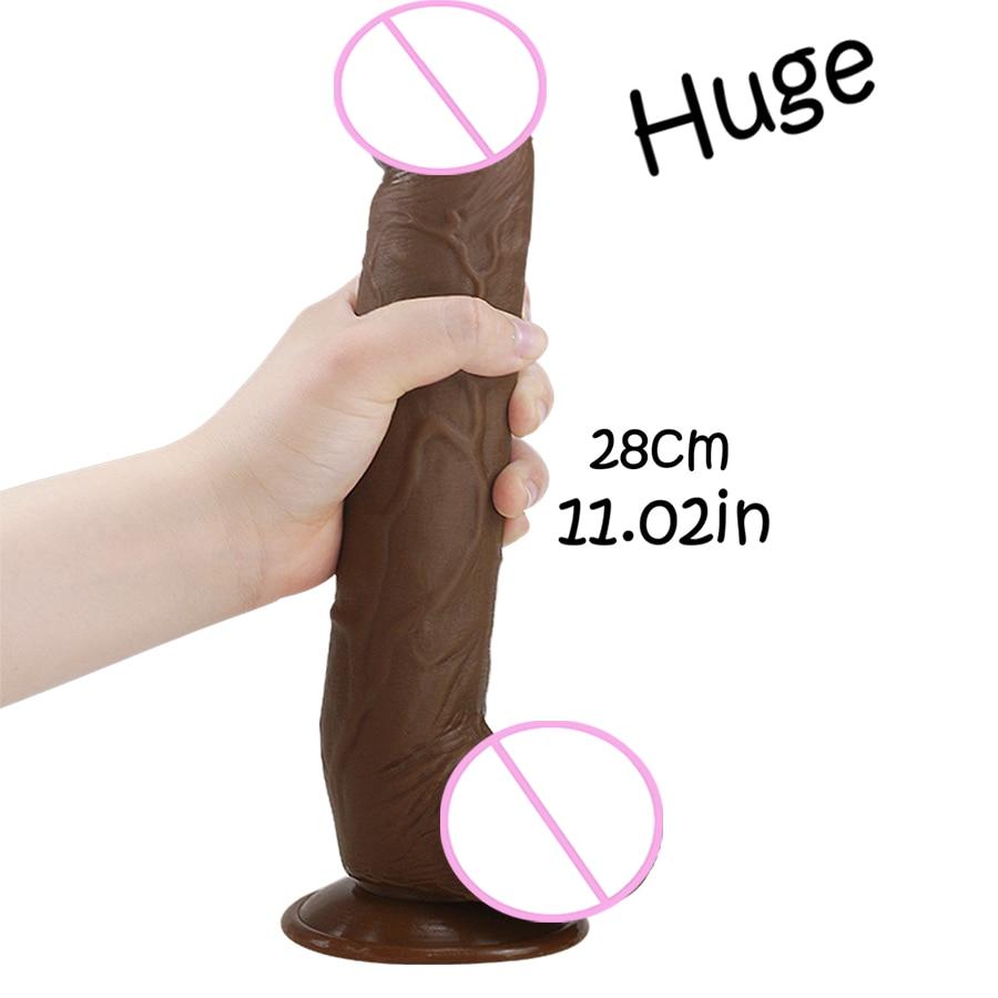 28*5CM Super Huge Black Dildos Strapon Thick Giant Realistic Dildo Anal Butt with Suction Cup Big Soft Penis Sex Toy for Women