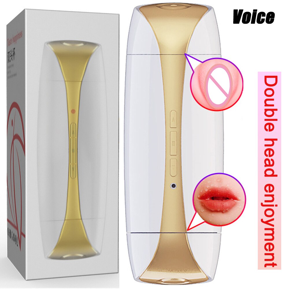 Dual-Head Vibrator Enjoyment Masturbation Cup Tongue Licking Vagina Pocket Pussy Adult Vibrator Sexy Toy for Men Orgasm