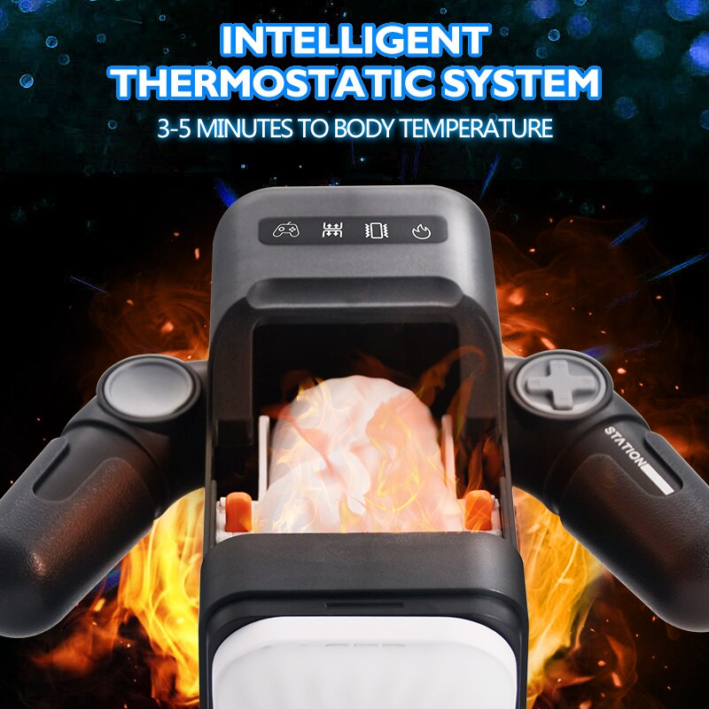 ถ้วยเกมหุ่นยนต์ทำความร้อนอัตโนมัติสำหรับผู้ชายเครื่องสั่นแบบแทงช่องคลอดจริงพร้อมที่วางโทรศัพท์