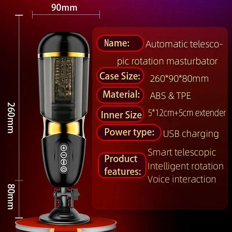 Automatic Rotating Pussy for Men Silicone Self-Pleasure Masturbation Cup 10*10 Modes Sex Toy Realistic Vagina for Adult Men