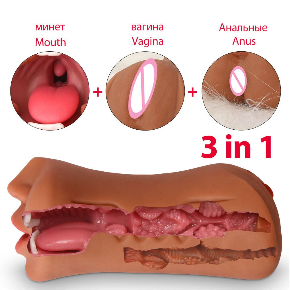 3D Realistic Oral Masturbation ชายคอหีเพศช่องคลอดจริง Pussy Sextoy สำหรับชาย3ใน1 Masturbstor ผู้ใหญ่อมควย sex Choop