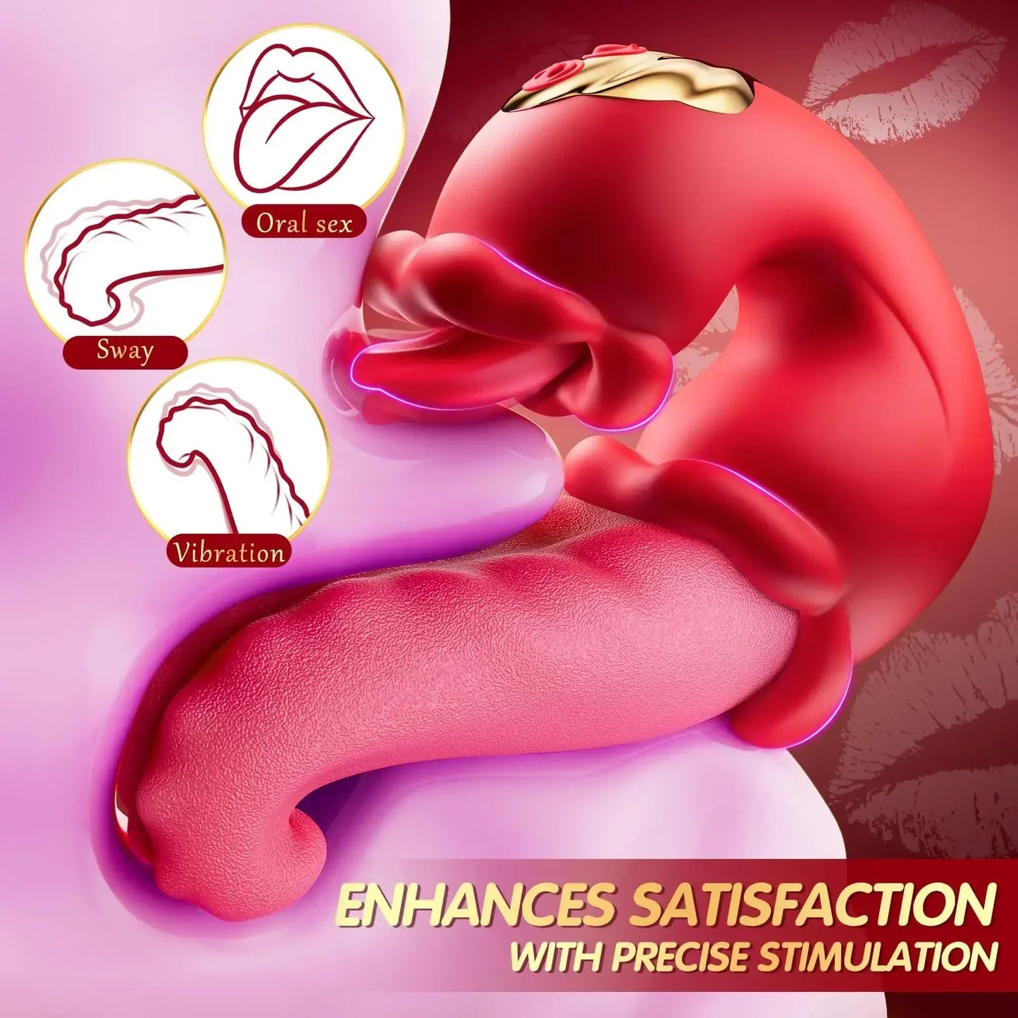4 in 1 Tongue Swing Thrusting Vibrators Dildo Rose G Spot Clitoral Stimulator Vibrator Adult Sex Toys for Women Couples