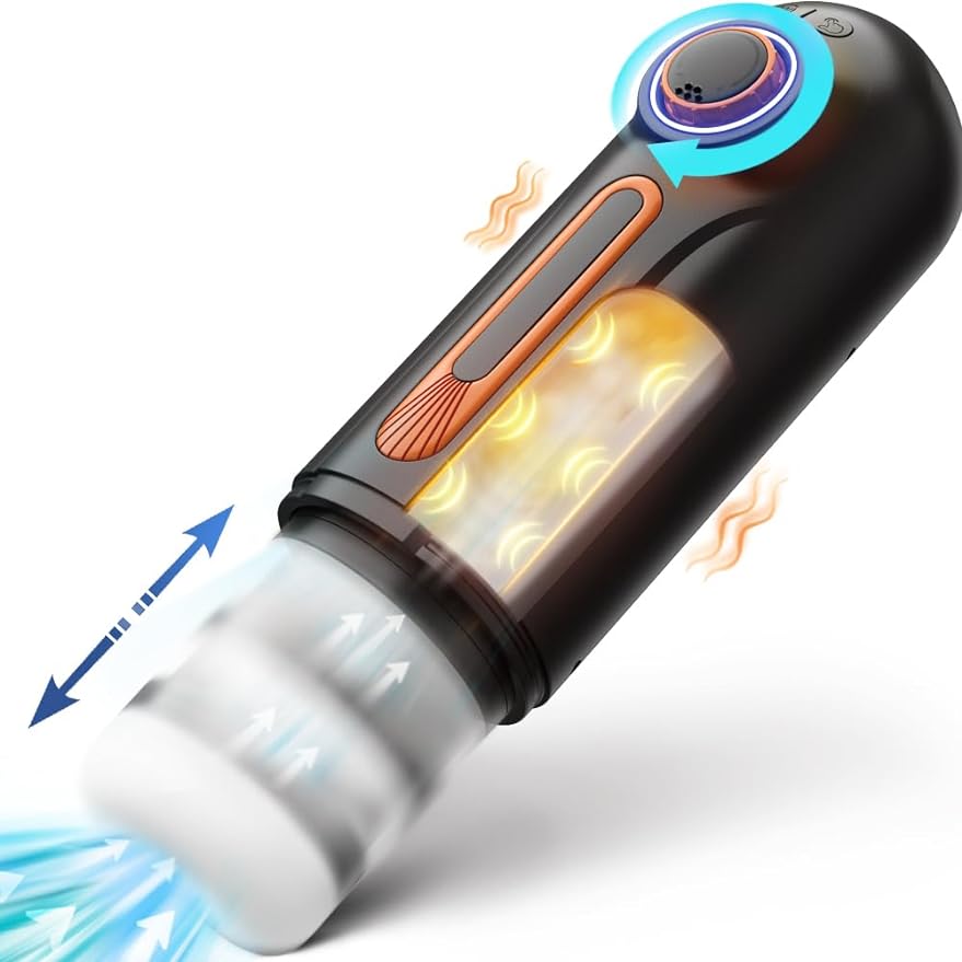 Ulovime Automatic Male Masturbator Cup พร้อมฟังก์ชันกระแทก ดูด สั่น และทำความร้อน อุปกรณ์ช่วยสำเร็จความใคร่สำหรับผู้ชาย มีเสียงเซ็กซี่ ช่องคลอดจำลอง 3 มิติสำหรับกระตุ้นองคชาต ของเล่นผู้ใหญ่สำหรับความสุขของผู้ชาย