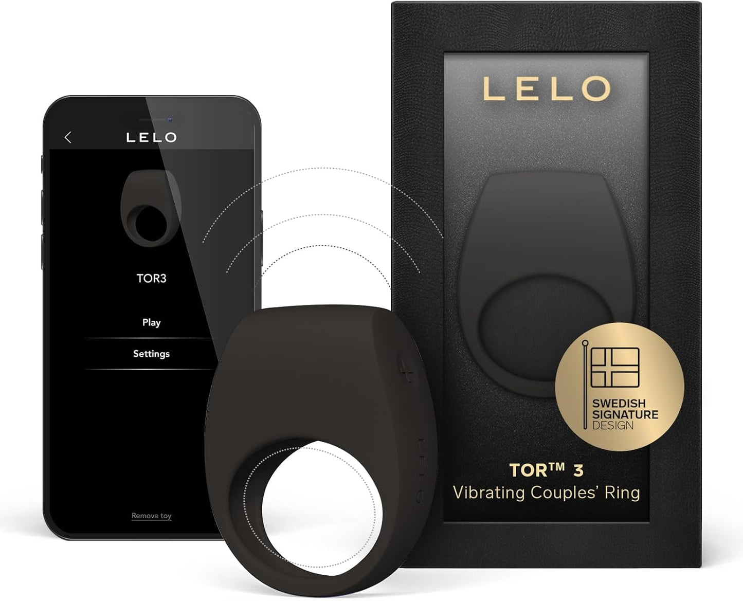 LELO TOR 3 Vibrating Penis Ring App Connected Adult Toy for Man and Woman. Couples Sex Toy with 8 Pleasure Settings for Enhanced Sensation. Silicone Cock Ring. Base Blue