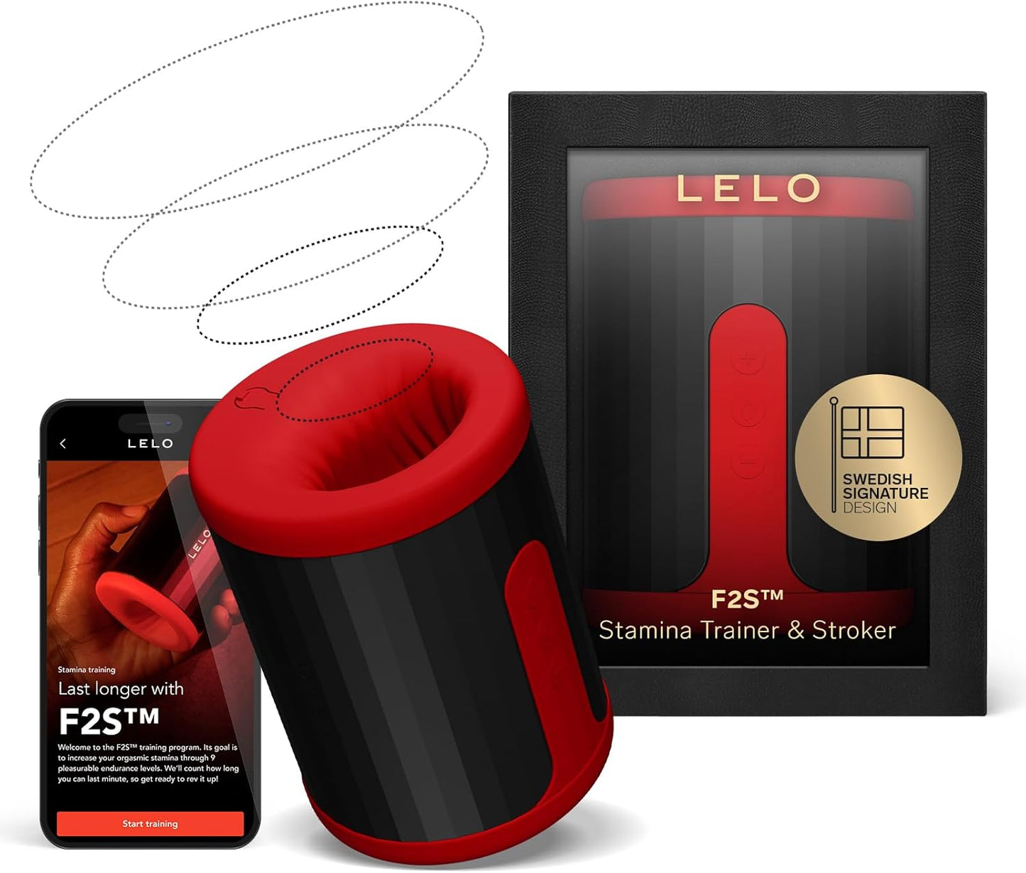 LELO F2S อุปกรณ์ฝึกความทนทานและกระตุ้น 14 รูปแบบ พร้อมแอปและโหมด AI อุปกรณ์ช่วยสำเร็จความใคร่สำหรับผู้ชาย อุปกรณ์สำหรับผู้ชาย ช่วยตัวเองแบบไม่ต้องใช้มือ ปั๊มเพิ่มขนาดเครื่องนวดสั่นของเล่นสำหรับผู้ใหญ่ สีแดง