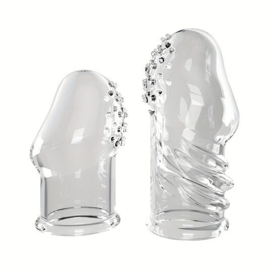 2pcs Transparent Permanent Empty Penis Sleeve. Soft Elastic TPE Material. Delayed Ejaculation Penis Ring. Reusable Dildo Penis Sleeve. Granular Texture Penis Extender. Physical Sensitivity Reduction. Penis Expansion For Men And Couples To Use Sex Toy