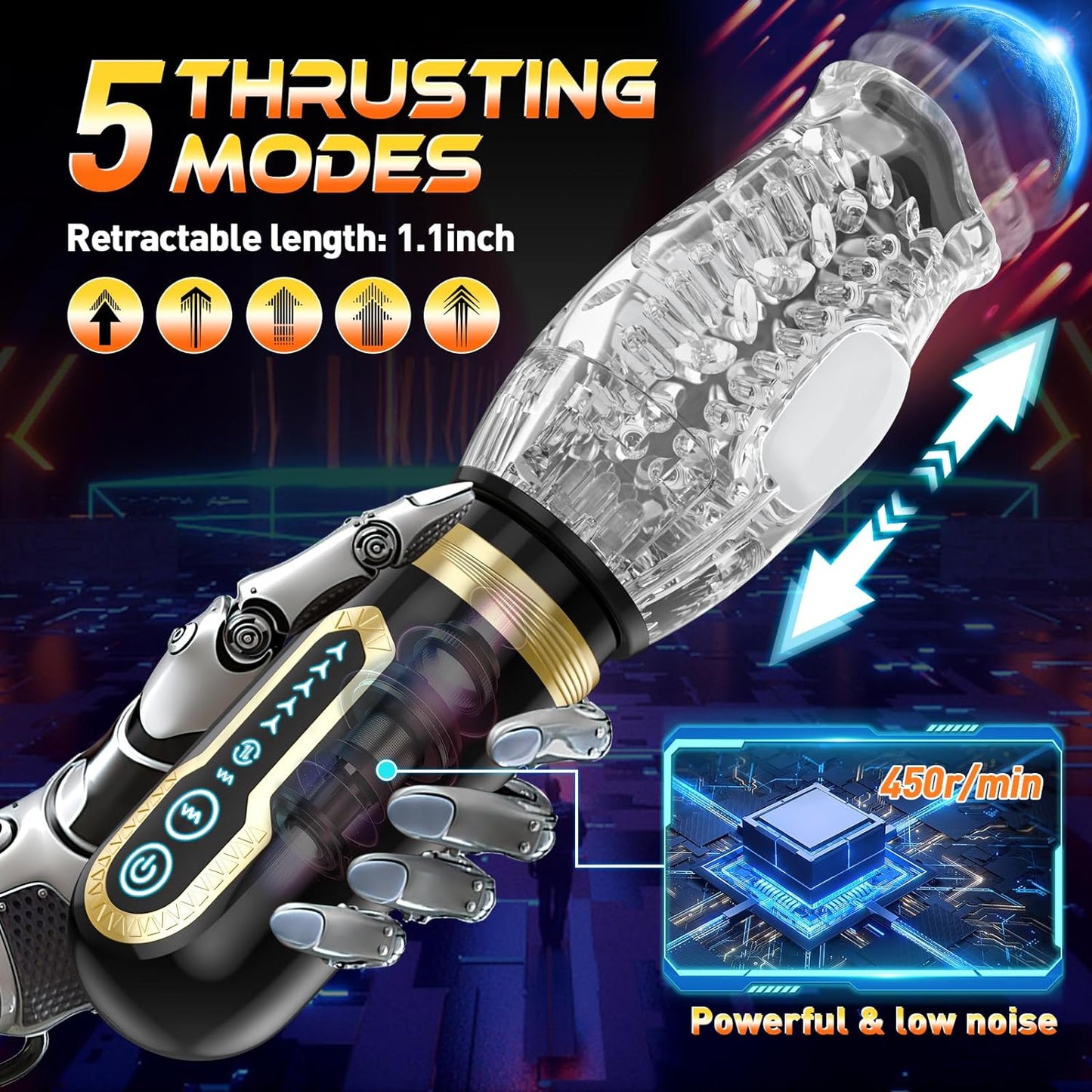 เครื่องช่วยสำเร็จความใคร่ชายแบบเป่าปากอัตโนมัติ ของเล่นทางเพศสำหรับผู้ใหญ่สำหรับผู้ชาย 7 โหมดการสั่น 5 โหมดการหมุน และ 5 โหมดการกระแทก พร้อมการกระตุ้นอวัยวะเพศ ช่องคลอดเทียมแบบพกพาสำหรับผู้ชาย ช่วยให้ผู้ชายได้รับความสุขสมจริง