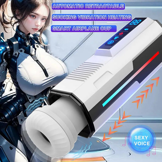 Automatic Telescopic Male Masturbator Cup Sucking Vibrating Masturbation Machine Vagina Pusssy Blowjob Adult Sex Toys for Men