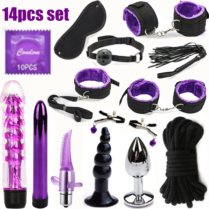 ชุดของเล่นอีโรติก BDSM ของเล่นเซ็กซี่ เกมสำหรับผู้ใหญ่ อุปกรณ์พันธนาการทางเพศ กุญแจมือ ที่หนีบหัวนม แส้ ปลอกคอ ของเล่นทางเพศสำหรับคู่รัก