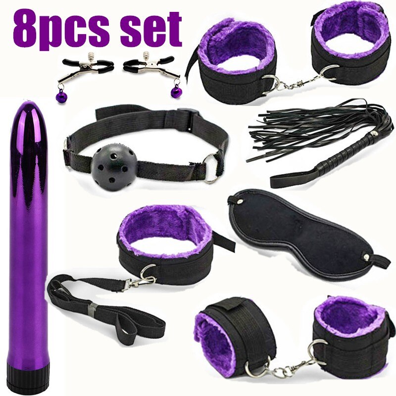 ชุดของเล่นอีโรติก BDSM ของเล่นเซ็กซี่ เกมสำหรับผู้ใหญ่ อุปกรณ์พันธนาการทางเพศ กุญแจมือ ที่หนีบหัวนม แส้ ปลอกคอ ของเล่นทางเพศสำหรับคู่รัก