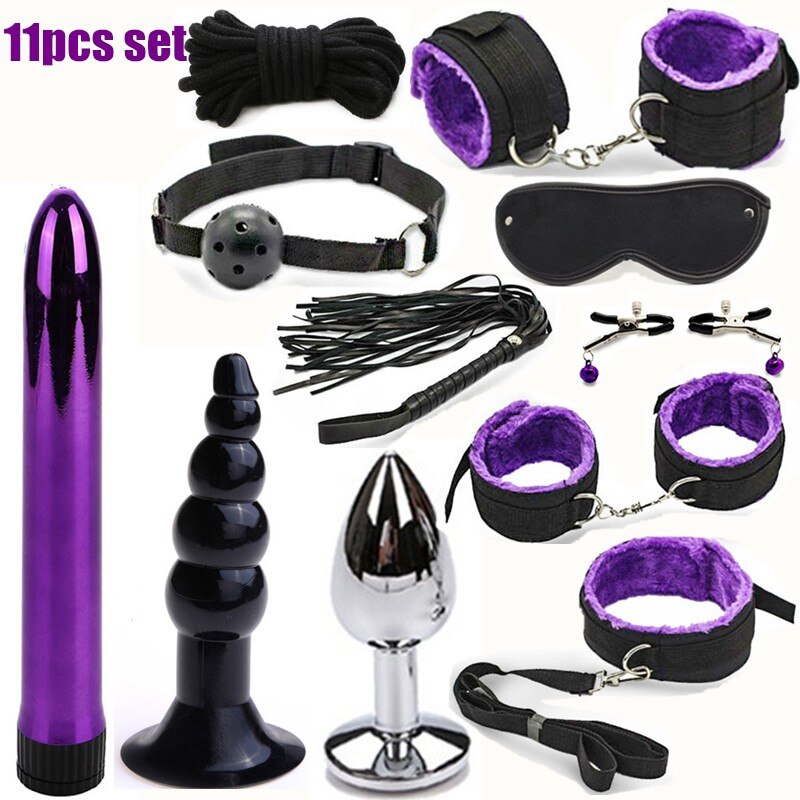 ชุดของเล่นอีโรติก BDSM ของเล่นเซ็กซี่ เกมสำหรับผู้ใหญ่ อุปกรณ์พันธนาการทางเพศ กุญแจมือ ที่หนีบหัวนม แส้ ปลอกคอ ของเล่นทางเพศสำหรับคู่รัก