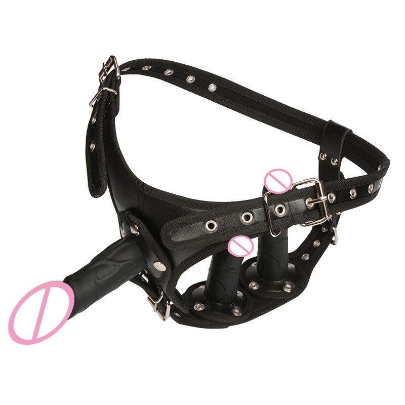 Strap-on Dildo ของเล่นทางเพศสำหรับองคชาต Dildo กางเกงใน dildo สวมใส่ได้ ของเล่นทางเพศสำหรับเลสเบี้ยน สตรี และคู่รัก Dildo สายรัดสามอันที่สมจริง