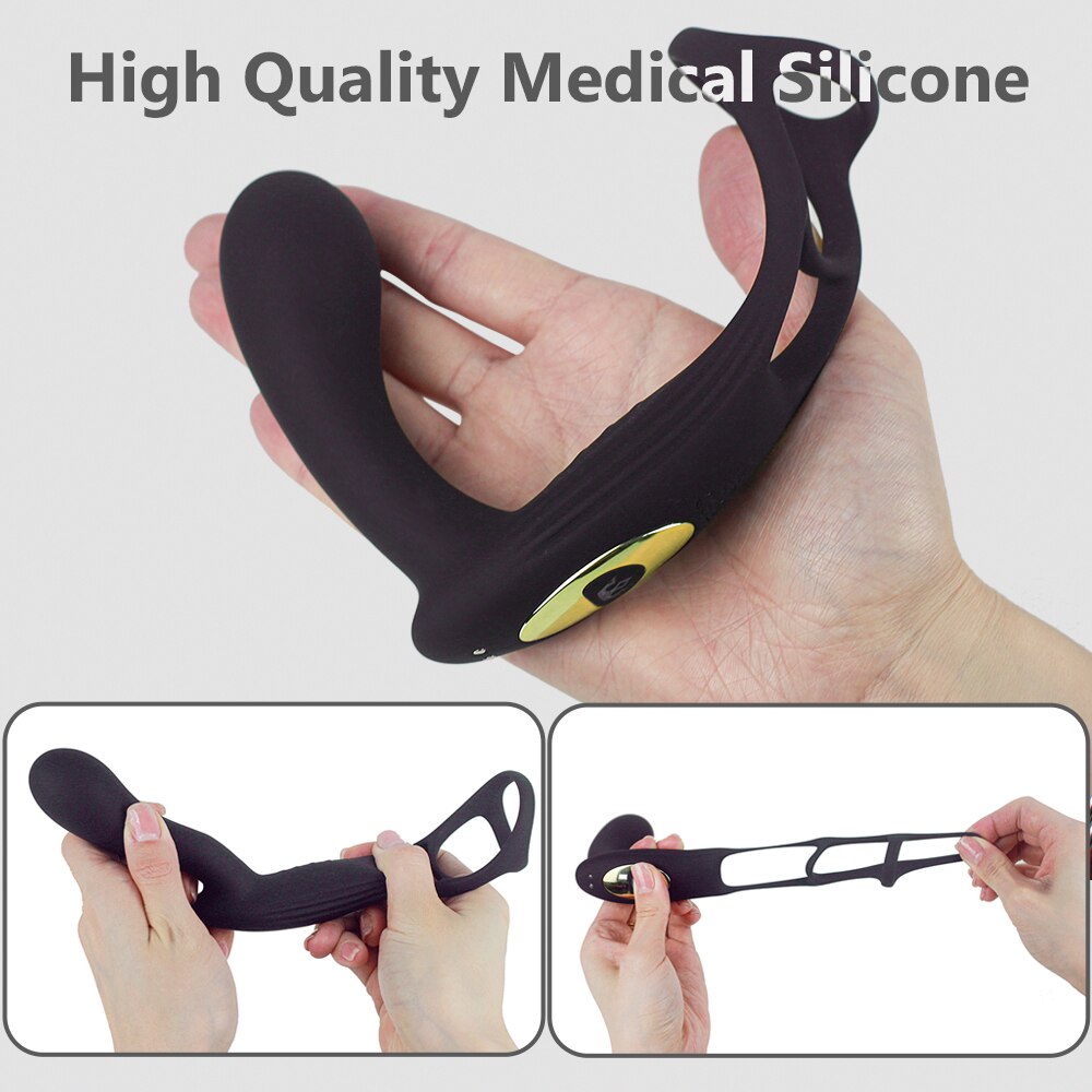 Dual Vibrator Butt Plug ชาย Prostate Massager กับแหวน Cock Anal เซ็กซ์ทอยสำหรับ Man Rechargeable ผู้ใหญ่คู่ Eroitc ผลิตภัณฑ์