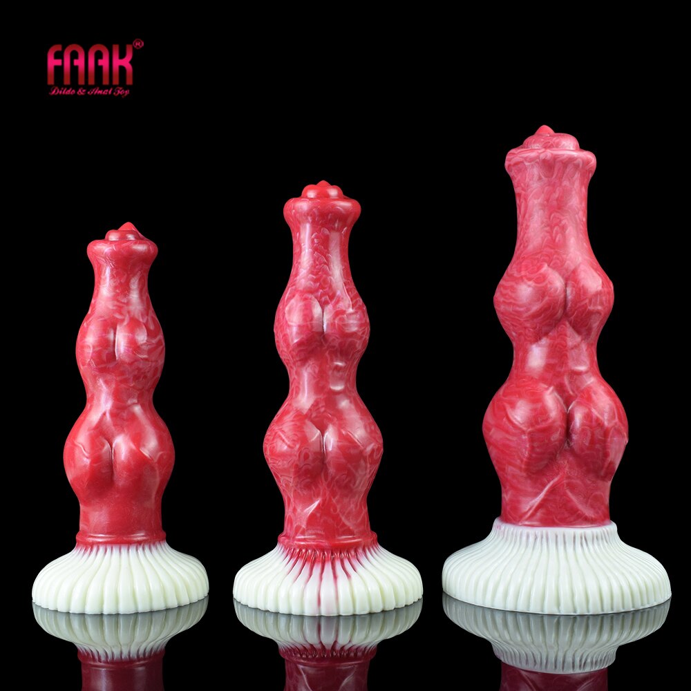 Large Red Silicone Beaded Sucker Knot Dog Dildo Sex Toy for Women Men Unisex Erotic Product Butt Plug