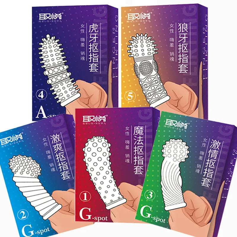 ถุงยางอนามัยแบบสวมนิ้ว G Spot สำหรับนวด ของเล่นผู้ใหญ่สำหรับผู้หญิง ช่วยสำเร็จความใคร่ มีปุ่มใหญ่ ของเล่นทางเพศสำหรับคู่รัก ของเล่นสำหรับผู้ใหญ่