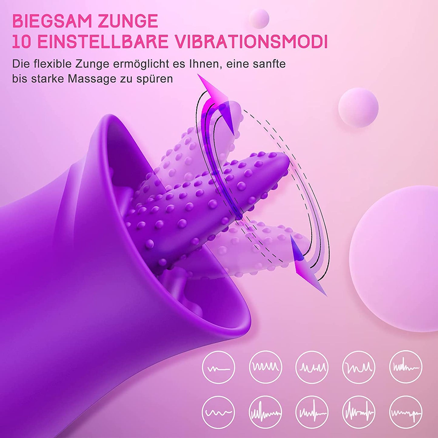 ไวเบรเตอร์ซิลิโคน G Spot พร้อมตัวกระตุ้นหัวนมเลียลิ้น 10 ระดับ ของเล่นทางเพศพร้อมมอเตอร์ทรงพลัง ของเล่นทางเพศสำหรับผู้หญิง