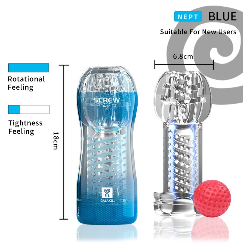 Galaku Durable Exercise Toys for Men's Penis, Vacuum Twisted Cup, Transparent Vagina, Male Masturbator