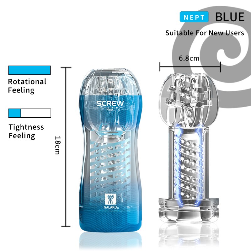 Galaku Durable Exercise Toys for Men's Penis, Vacuum Twisted Cup, Transparent Vagina, Male Masturbator
