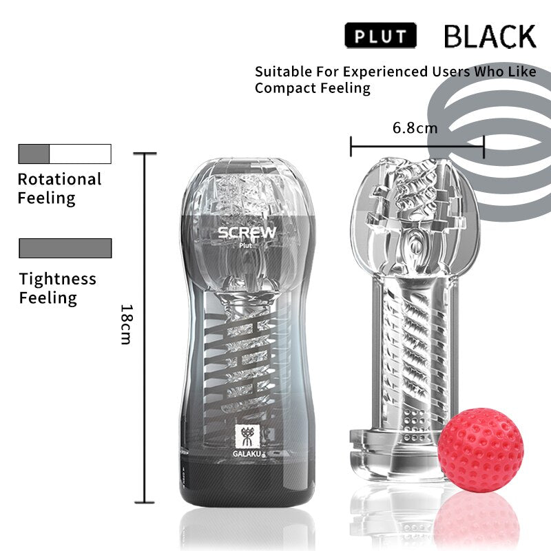 Galaku Durable Exercise Toys for Men's Penis, Vacuum Twisted Cup, Transparent Vagina, Male Masturbator