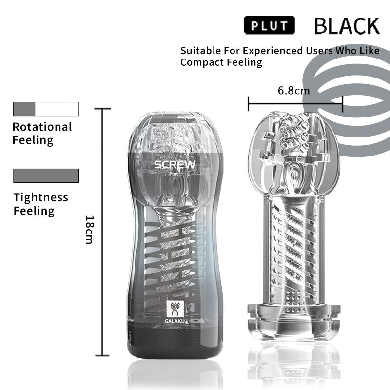 Galaku Durable Exercise Toys for Men's Penis, Vacuum Twisted Cup, Transparent Vagina, Male Masturbator