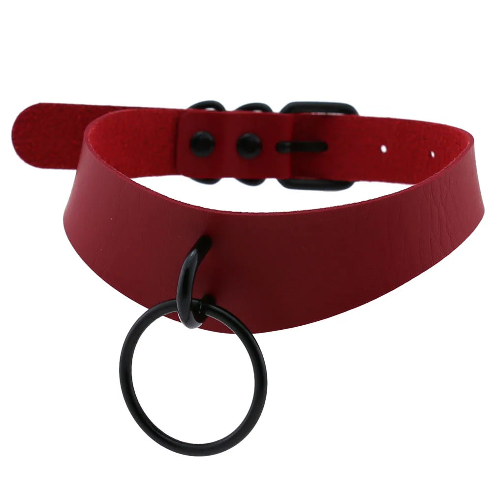สร้อยคอโช้คเกอร์ BDSM พังก์แบล็กเมทัลพู่สีแดง เซ็กซี่ ประดับหมุด สายรัดคอ ปกคอเสื้อ สร้อยคอผู้ชาย ฮาโลวีนผู้หญิง