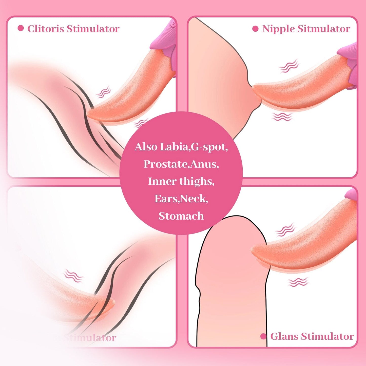 ที่สมจริงลิ้นเลีย Vibrator ไข่สั่น G-Spot Clitoris ช่องคลอดหัวนม Stimulator หญิง Masturbator