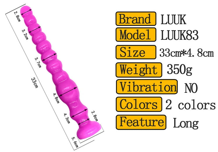 Anus Backyard Beads จุกเสียบก้นแบบยาวพร้อมฐานจุ๊บยางสำหรับนวดต่อมลูกหมาก ของเล่นทางเพศสำหรับผู้หญิง ผู้ชาย ผลิตภัณฑ์สำหรับผู้ใหญ่