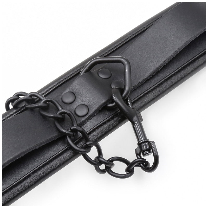 Bdsm Bondage Collar Genuine Leather and Iron Chain Link Metal Hole Slave Collars for Women Sex Toys for Couples Sex Restraints