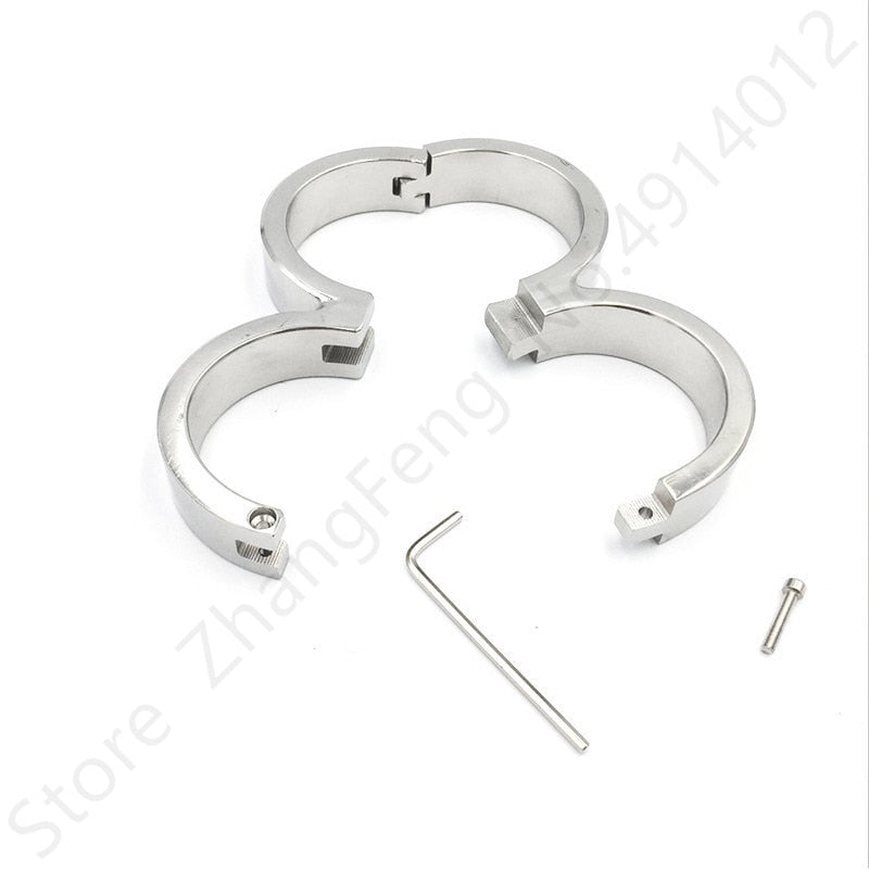 กุญแจมือสเตนเลสสตีลหนัก กุญแจข้อเท้า พันธนาการ BDSM รสนิยม ของเล่นเพศผู้ใหญ่สำหรับผู้หญิง ชุดของเล่นเพศแบบสกรู ร้านค้าเพศ จีน 18+