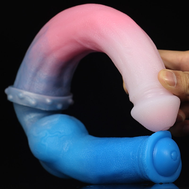 LUUK 40CM Super Long Double Head Horse and Dog Combination Kont Dildo Soft Liquid Silicone Anal Plug Sex Toys for Women Lesbian