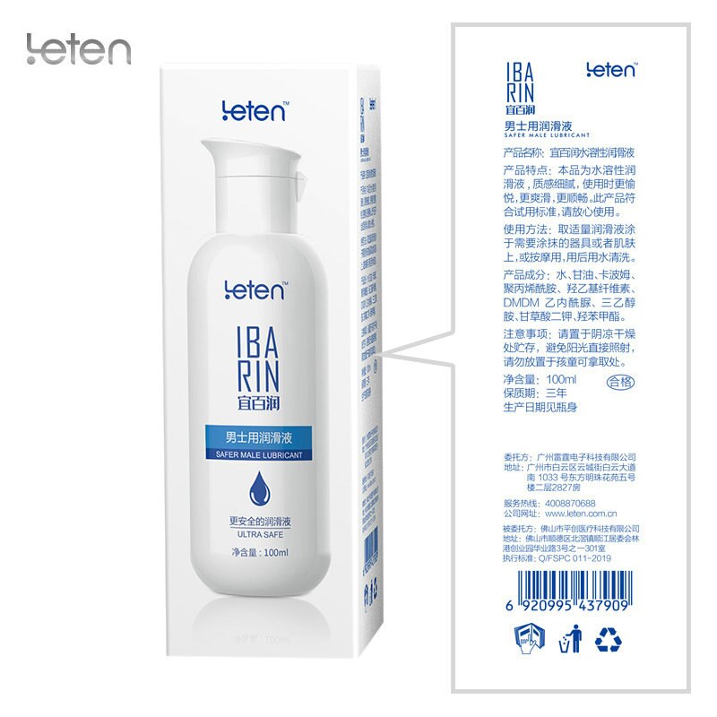 Leten 100ML สารหล่อลื่นสำหรับชาย ปลอดภัย ทำความสะอาดง่าย ออยล์หล่อลื่นสำหรับเกย์ เซ็กส์ทวารหนักสำหรับผู้ชาย ผลิตภัณฑ์สำหรับผู้ใหญ่