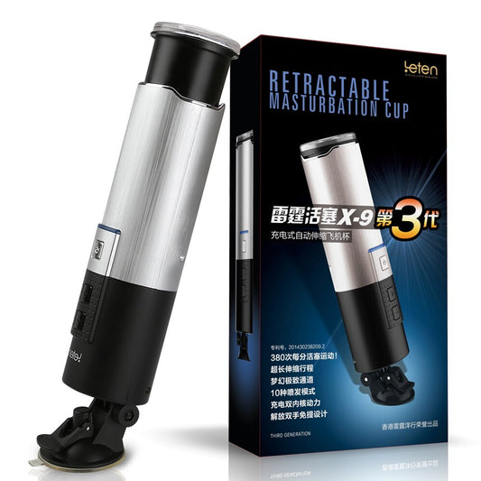 Leten HandsFree Aircraft Cup Piston Fully Automatic Male Masturbator 10 Function Retractable USB Rechargeable Sex Toys for Men