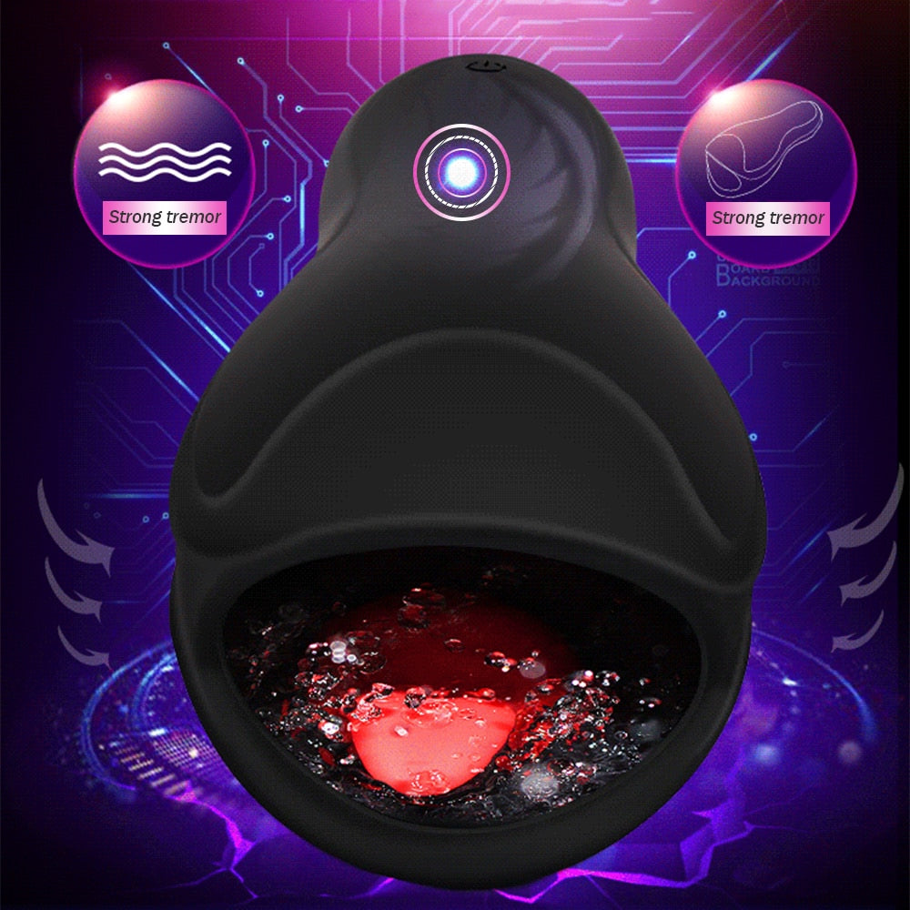 Automatic Licking Masturbation Cup Glans Massager Endurance Training Sex Toy For Men Penis Head Stimulator Male Vibrator