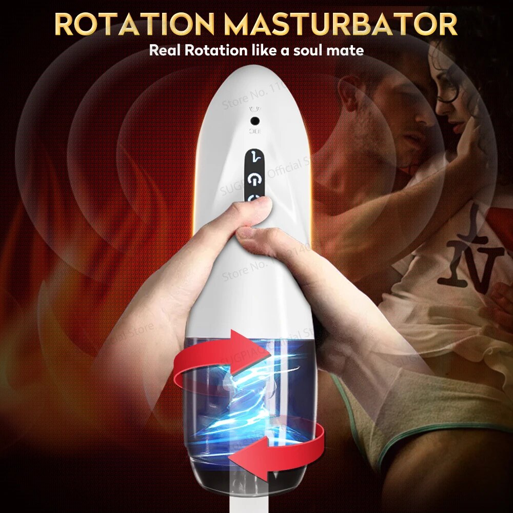 ชาย Masturbator อัตโนมัติหมุนกระเป๋า Pusssy อมควยซิลิโคนช่องคลอดเซ็กซ์ทอยผู้ใหญ่เครื่อง Masturbation สำหรับเครื่องมือ