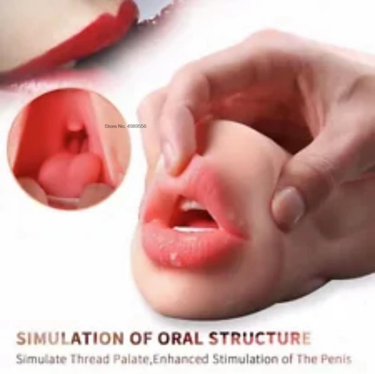 นุ่มลิ้นซิลิโคนผู้ชายช่องคลอดเพศของเล่นพ็อกเก็ตหีชาย Oral Masturbation อุปกรณ์สำหรับผู้ใหญ่ผู้ชาย3D Masturbation ของเล่นผู้ใหญ่