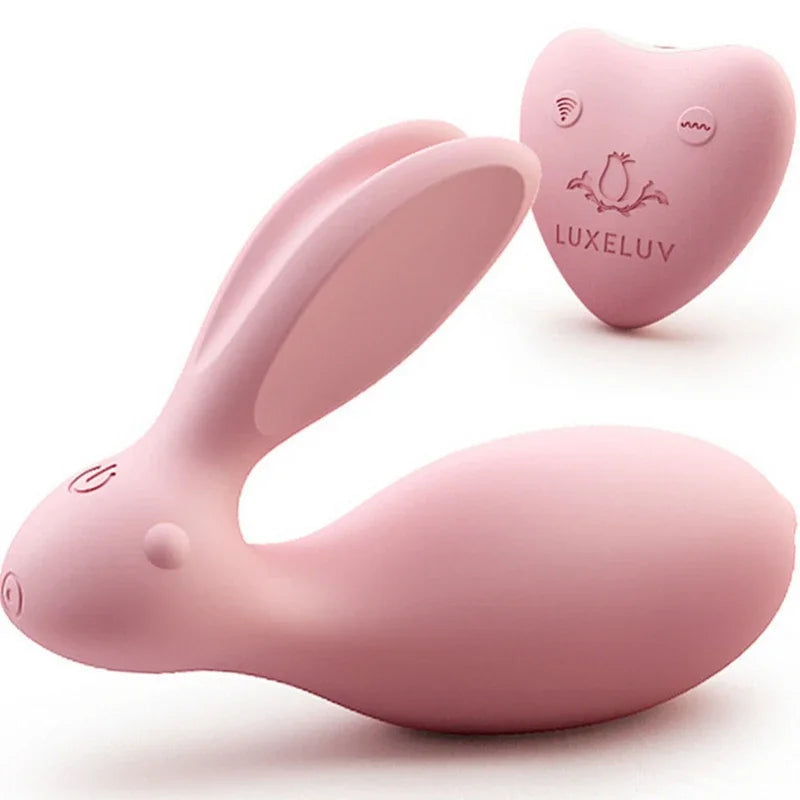 รีโมทคอนโทรล ไข่สั่น มอเตอร์คู่ กระต่ายกระตุ้น G-Spot, คลิตอริส, ช่องคลอด, ทวารหนัก สแตรปออน ดิลโด้ เครื่องสั่น ของเล่นทางเพศสำหรับผู้หญิง