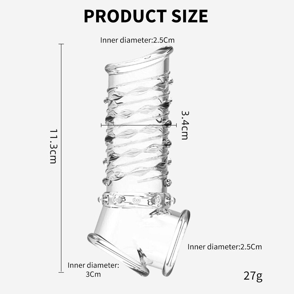 Reusable Penis Sleeve Soft Glans Penis Enlarger Extender Delay Ejaculation Cock แหวนแขนของเล่นสำหรับผู้ใหญ่สำหรับผู้ใหญ่สินค้าเร้าอารมณ์