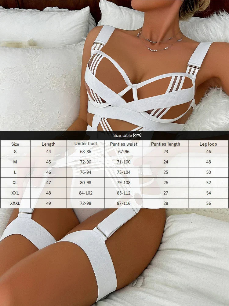 Hot Sexy Hollow Lingerie for Women Open Anal BDSM Role Play Bondage Uniform Erotic Maid Underwear Cosplay Costumes Outfit Set