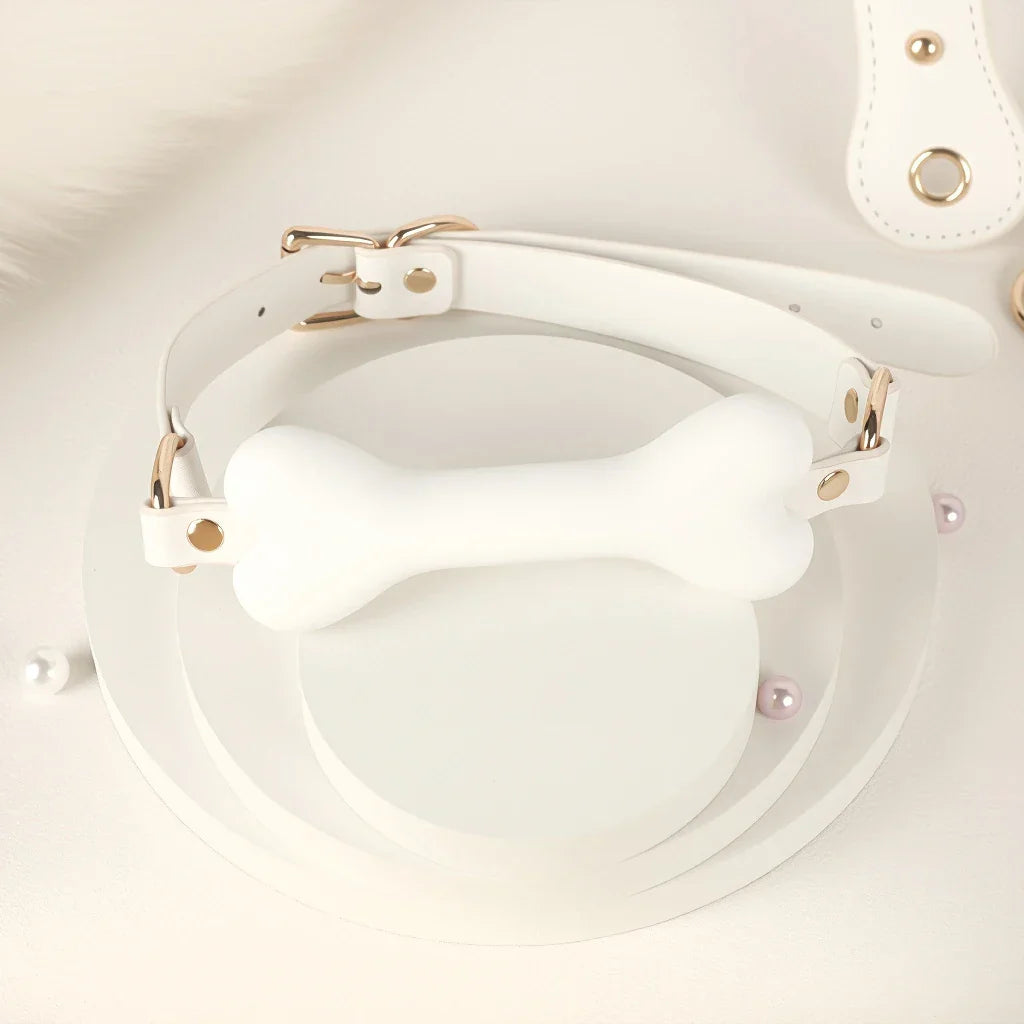 6 PCS BDSM Bondage Set White Maid Role Play Restraints Kit SM Fetish Toys Handcuff Slave Collar Blindfold for Couples Sex Games