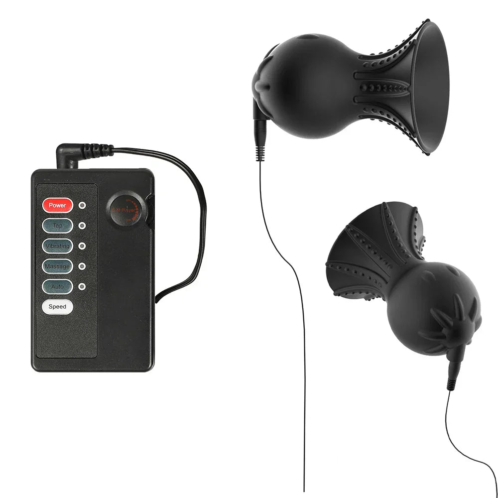Nipple Sucker Clamps Electro Stimulator Nipples Pussy Breast Clit Masturbator Breast Enlarger Sex Toy Bdsm Tool Electric Shocker