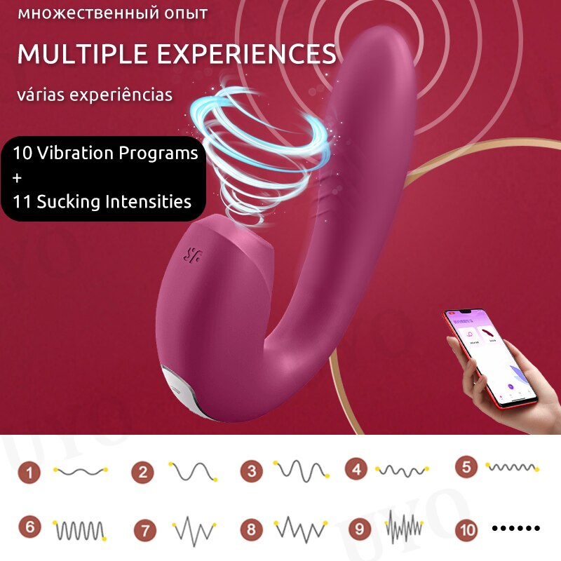 Satifyer ไวเบรเตอร์สำหรับผู้หญิงแอป Sunray.ไวเบรเตอร์2in1U-shaped สั่นได้18คู่