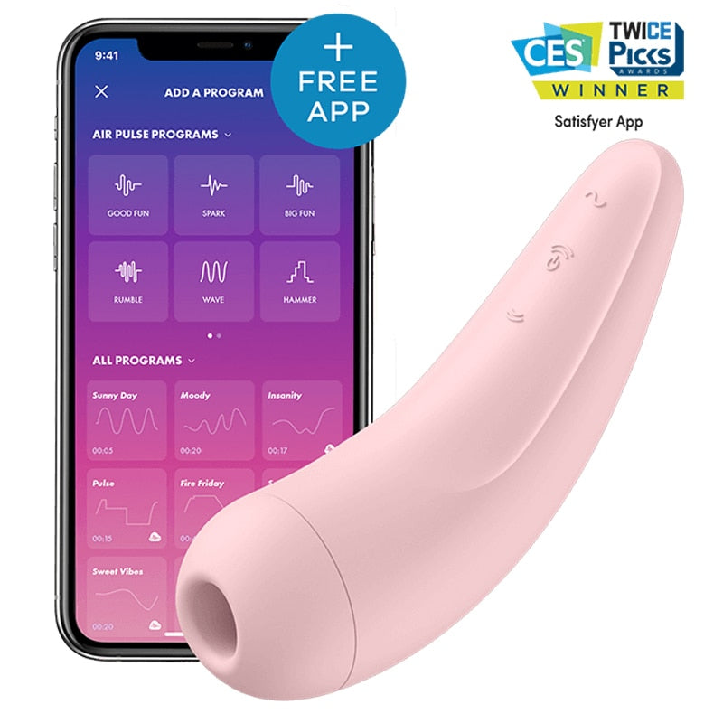 Satisfyer CURVY 2 + เครื่องสั่นควบคุมผ่านแอป เครื่องสั่นดูดปุ่มกระสันสำหรับผู้หญิง ของเล่นทางเพศสำหรับปุ่มกระสันและหัวนม UYO